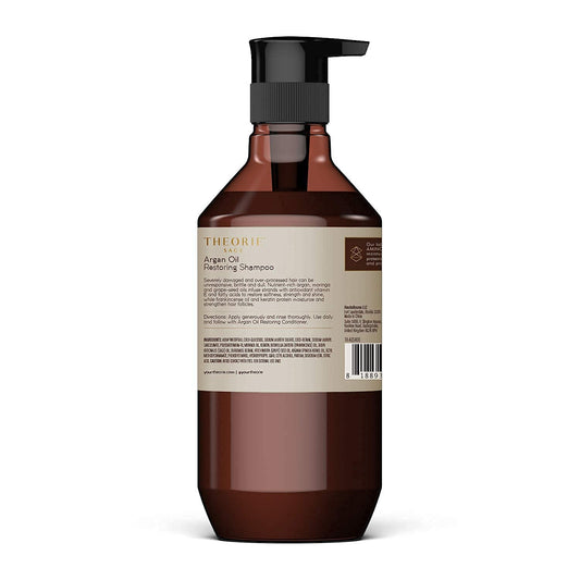 Theorie Argan Oil Restoring Shampoo - Rejuvenate & Moisturize - Sulfate Free - Suited for All Hair Types - Safe for Color & Keratin Treated Hair, Pump Bottle 800mL