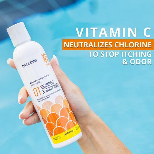 Solpri Swimmers Chlorine Swim Shampoo and Body Wash Unscented with Vitamin C 8   - Swim Shampoo Kids, Chlorine Shampoo for Swimmers Kids