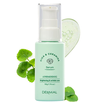 Dermal Cicamide Face Serum for Hydrating 50 - Calming Redness and Trouble Relief Face Serum with Ceramide and Centella Asiatica Extracts, Refreshing and Hydrating for Sensitive Oily Skin