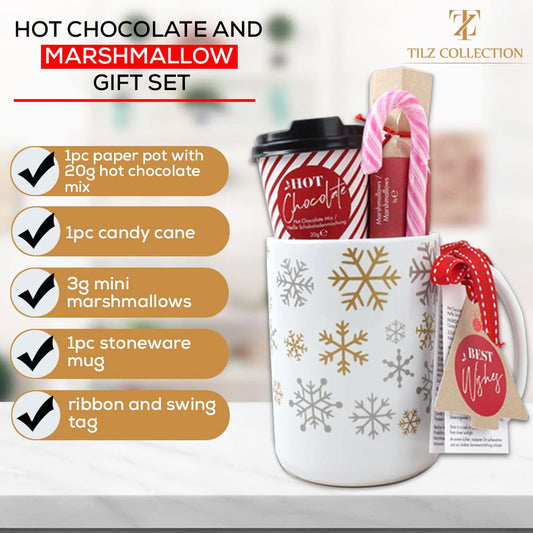 Hot Chocolate Mug Gift Set With Mug, Hot Chocolate Mix Mini Travel Cup & Marshmallows For Hot Chocolate - Hot Chocolate Gift Set For Kids, Women And Men