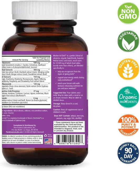 Pure Essence Mother And Child Postnatal Vitamins With Whole Foods, Sup