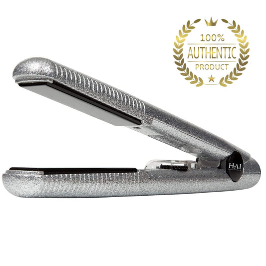 HAI 1 Inch Tri-Diamond at Iron - Dual Voltage Hair Straightener - Hair at Iron Up to 450°F for All Hair Types - Professional Fast Heating & Auto Shut-Off After 60-Minutes - Dazzling Glitter Silver