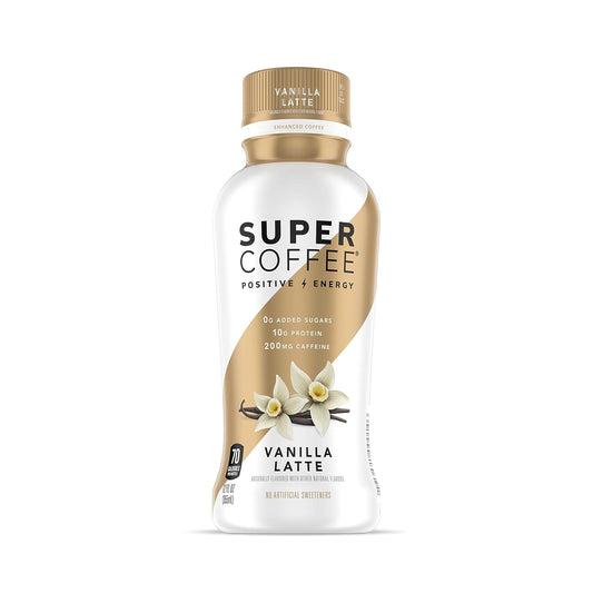 Super Coffee, Iced Keto Coffee (0g Added Sugar, 10g Protein, 70 Calories) [Vanilla Latte] , 12 Pack | Iced Coffee, Protein Coffee, Coffee Drinks, Smart Coffee - SoyFree GlutenFree