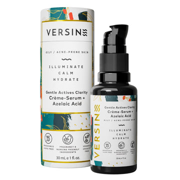 Versine Gentle Actives Serum for Face | Acne Prone Skin | Pregnancy Safe with Azelaic Acid, Vitamin C, Squalane, Niacinamide, Hyaluronic Acid | Moisturizer, Anti Aging and Brightening | 1