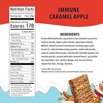 JiMMY! Protein Bar, Caramel Apple, Immune Support, 15 Count - Energy B
