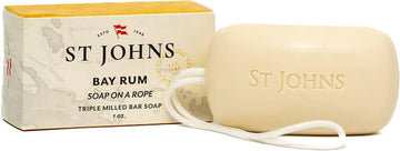 St Johns Bay Rum Soap On A Rope | USA Made, Triple-milled Mens Soap Bar | Hydrating Bar Soap for Men with Olive Oil & Glycerine | Luxury Body Soap Bar for men | (7  Bar)