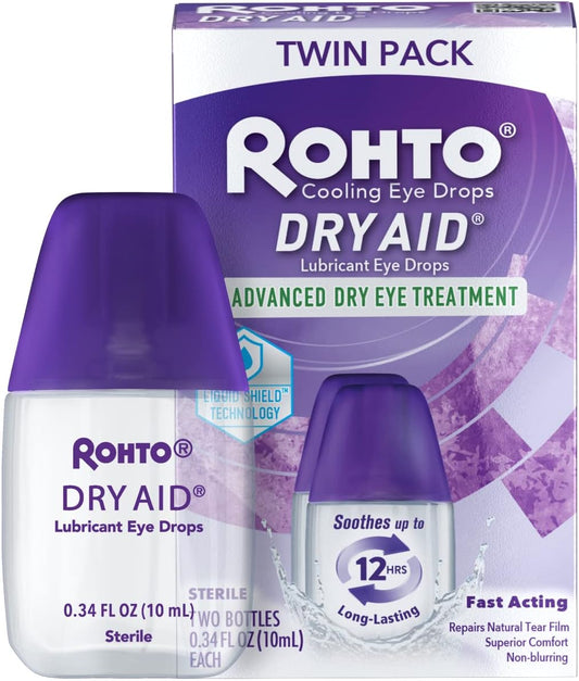 Rohto DryAid Eye Relief Lubricant Eye Drops, Twin Pack, Dry Eye Relief