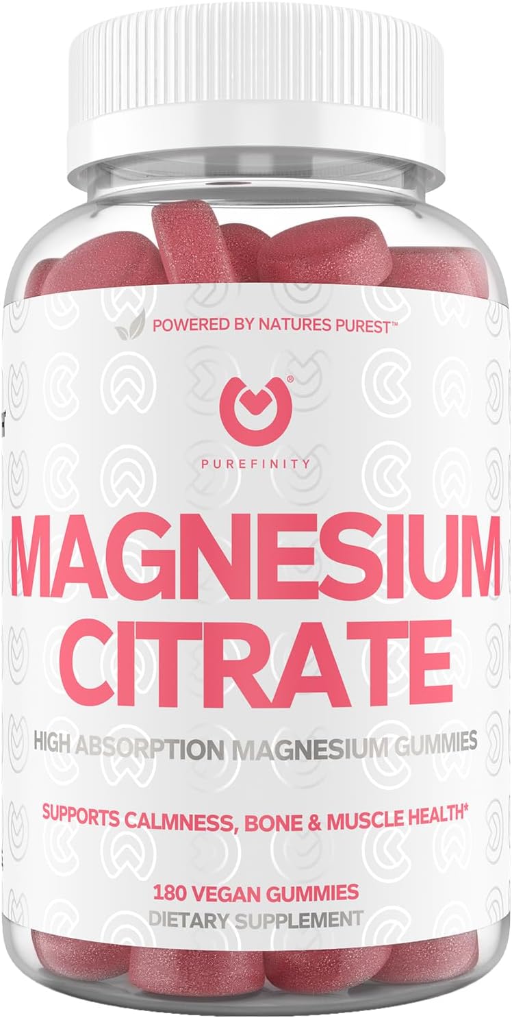 PUREFINITY Magnesium Gummies ? 600mg Magnesium Citrate Gummy, High Absorption & Bioavailable for Improved Rest & Cardiov