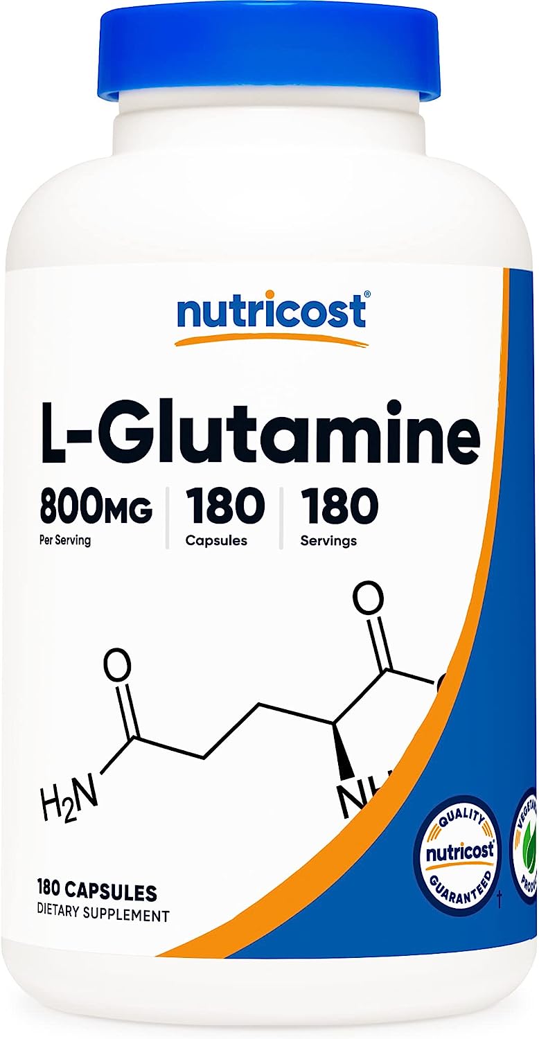 Nutricost L-Glutamine 800mg, 180 Capsules - Gluten Free, Non-GMO