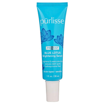 purlisse Blue Lotus Brightening Serum - Anti Wrinkle and Anti Aging, Squalane Dark Spot Lightening Serum for All Skin Types, 1