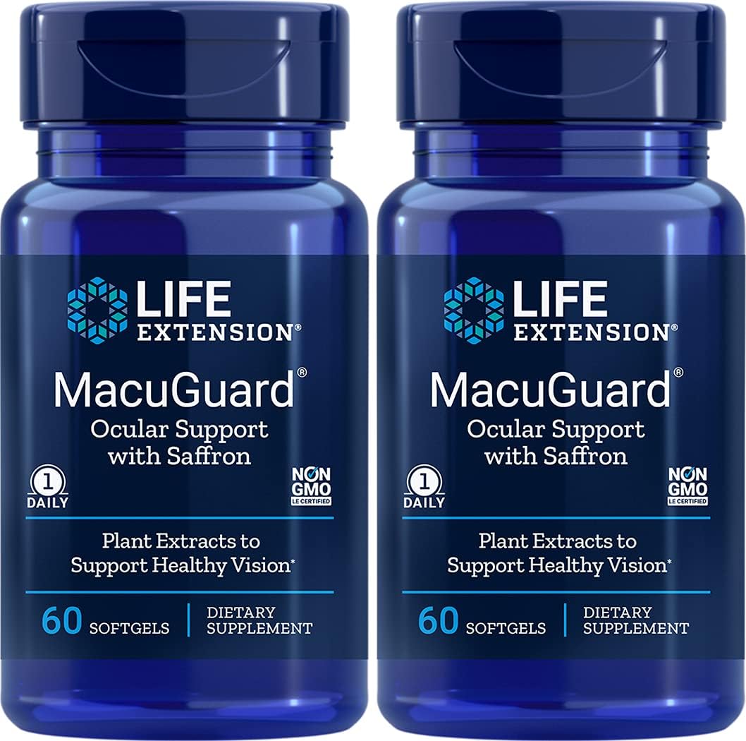 Life Extension MacuGuard Ocular Support with Saffron, 60 Softgels (2 Pack)