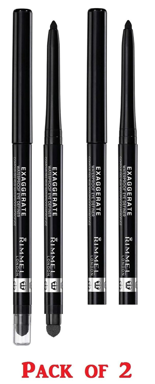 Rimmel Exaggerate Eye Definer Waterproof, 263 Starlit Black- Pack of 2