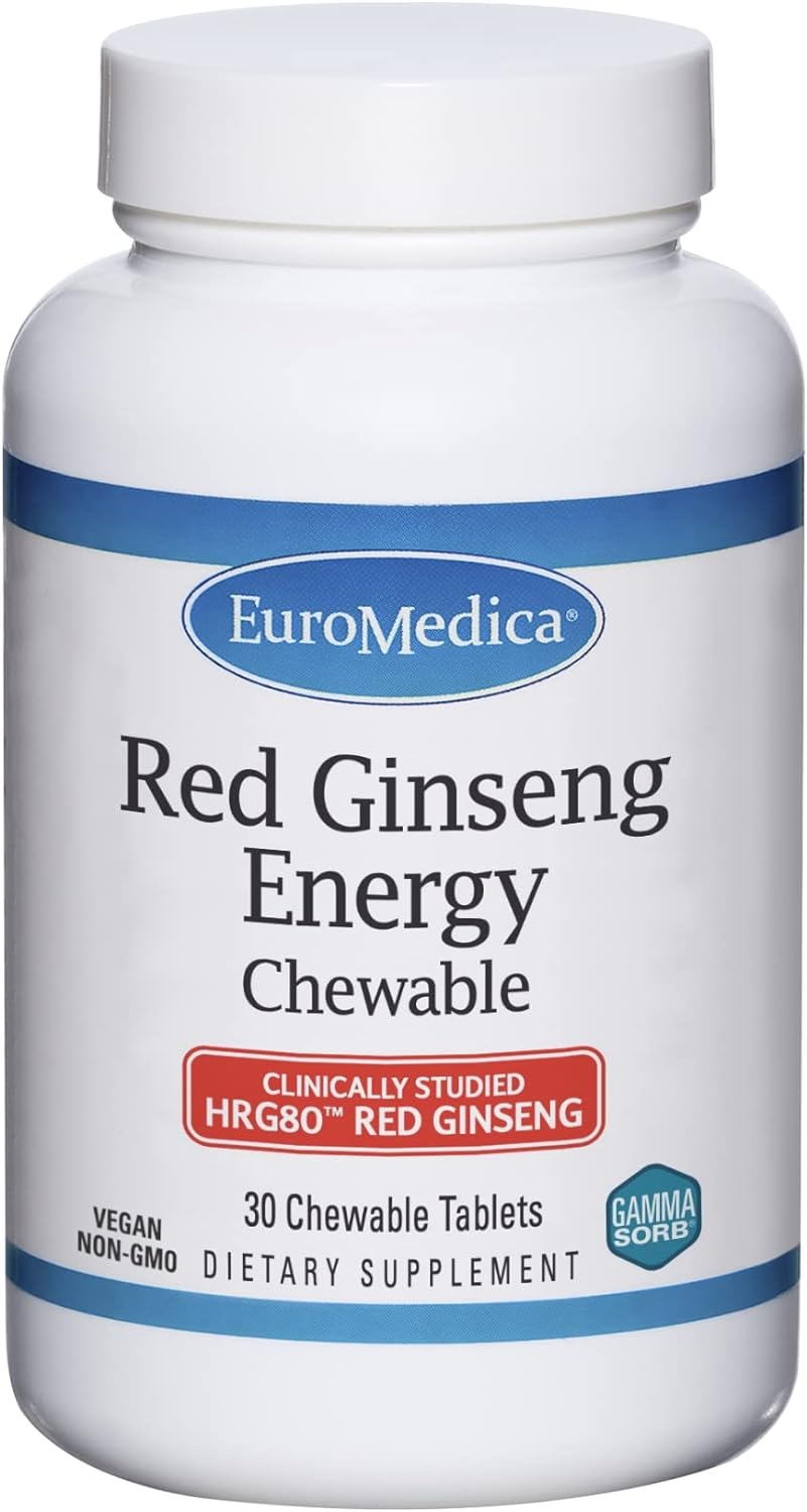 Euromedica Red Ginseng Energy - 30 Chewable Tablets - Features HRG80 -