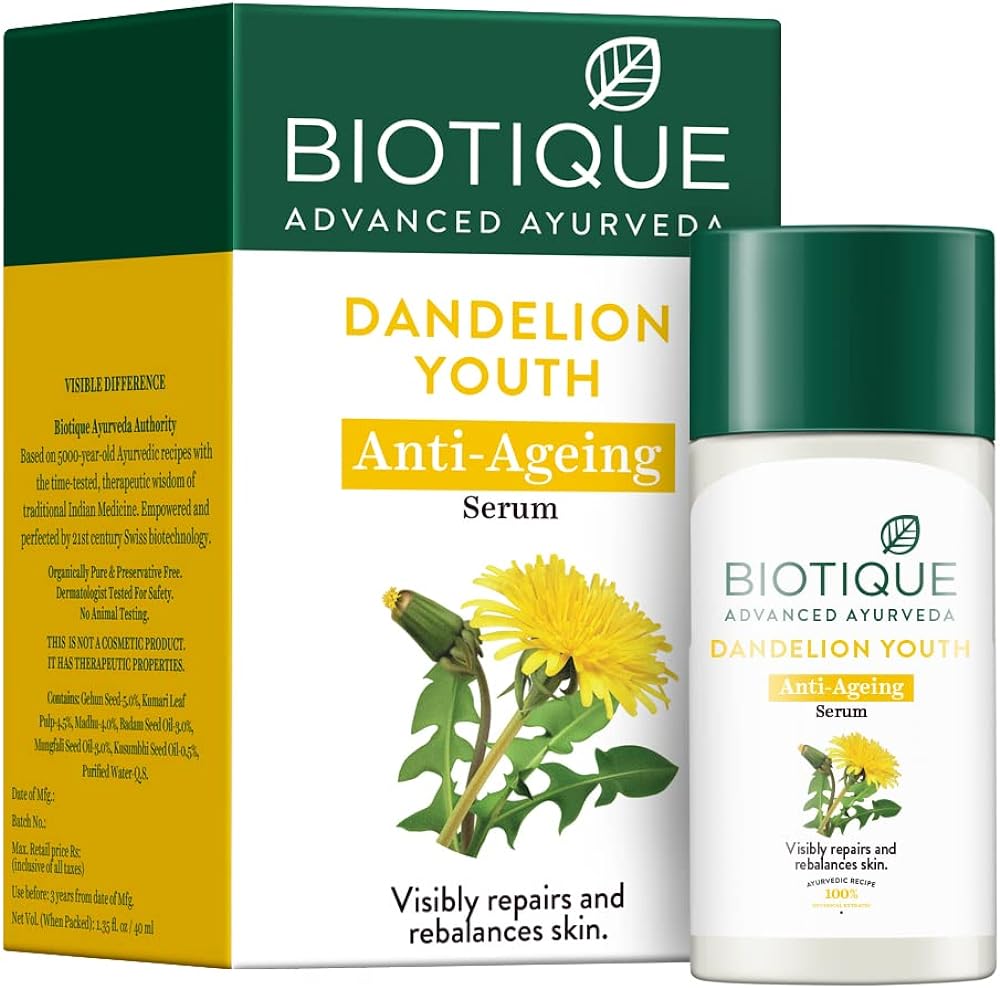 Biotique Bio Dandelion Visibly Ageless Serum For All Skin Type, 40
