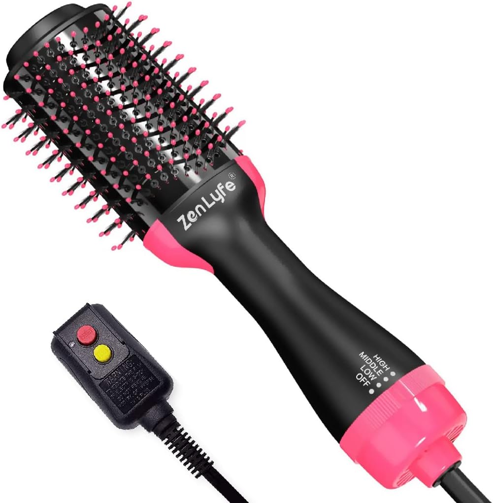 Hair Dryer Brush, Zen Lyfe 4-in-1Hot Air Brush Styler and Dryer, Blow Dryer Brush with Negative Ionic for Straightening, Curling, Professional Brush Hair Dryers for Women