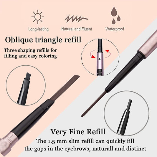 Mihqy 2 PCS Eyebrow Pencil with Brow Brush, Dual Ended Eyebrow Pen, Automatic Makeup Cosmetic Tool (Coffee)