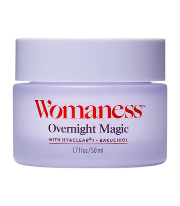 Womaness Overnight Magic Night Face Cream - Anti Aging Night Cream & Menopause Moisturizer - Hydrating Hyaluronic Acid Moisturizer & Bakuchiol Retinol Alternative for Fine Lines & Wrinkles (1.7)