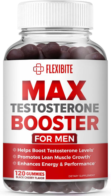 Testosterone Boosting Gummies for Men - Enhance Strength, Stamina, and Performance - Black Cherry Flavor - Non-GMO & Veg