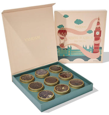 VAHDAM, Weekend In London Tea Gift Sets | 9 Assorted Chai Teas & Black Teas In A Travel Edition Gift Box | Pure Ingredients | Luxury Gift For Any Occasion | Festive Tea Gifts