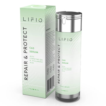 Lifio REPAIR & PROTECT C60 Serum, Prevent Breakouts & Tighten Pores with Coenzyme Q10 & Hyaluronic Acid, 1   (30 )