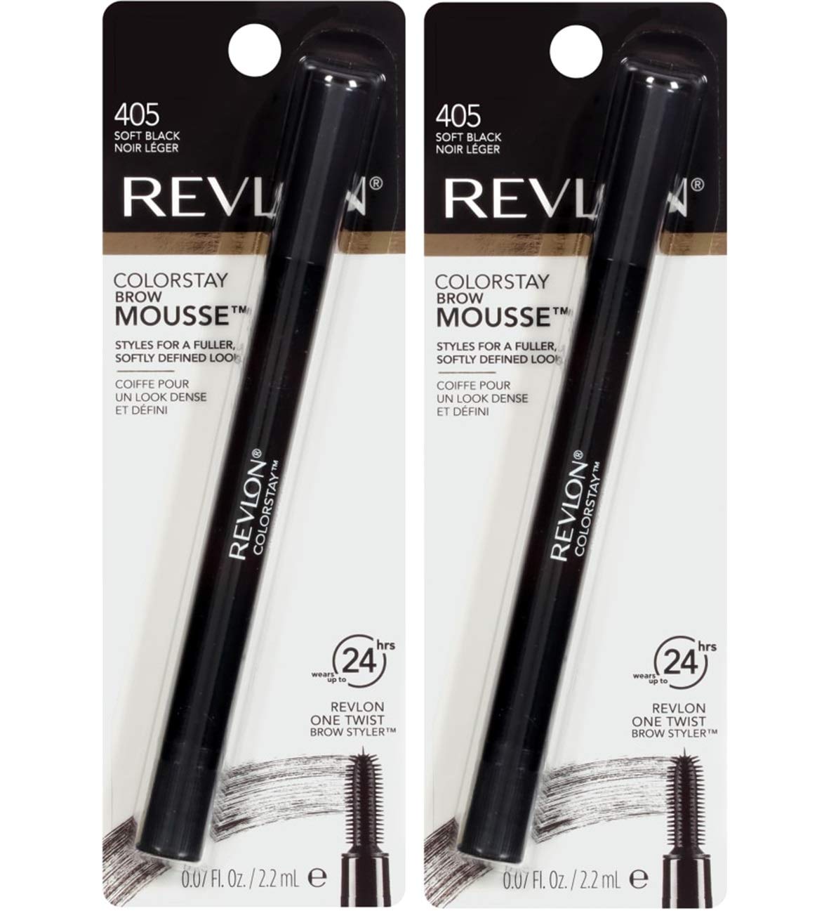 Pack of 2 Revlon Colorstay Brow Mousse, Soft Black (405)