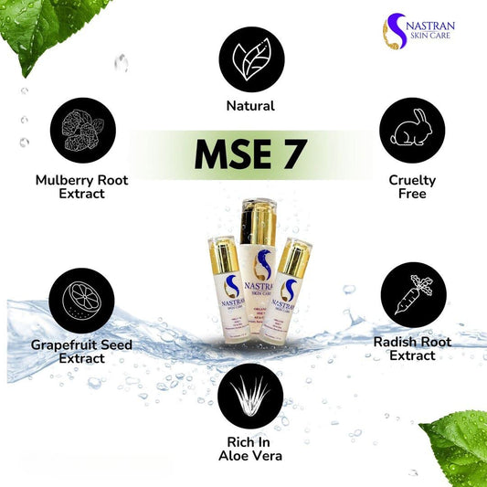 Nastran Skin Care Brightening MSE 7 - Multivitamin Hyaluronic Acid and Aloe Vera Exfoliator for All Skin Types - Moisturizing Organic Skincare Purifies Skin Trio Moisturizer, Serum, Eye Cream - 2