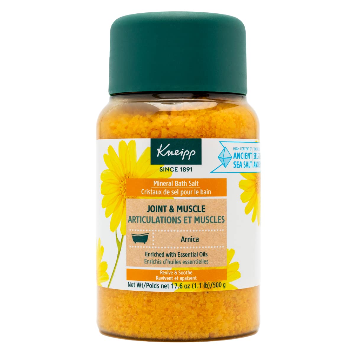 Kneipp Joint & Muscle Mineral Bath Salts With Arnica, Rejuvenate Joints, Muscles, 17.6 s For Up To 10 Baths