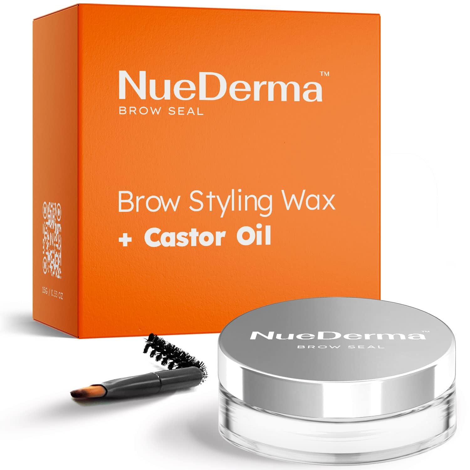 NueDerma - Brow Seal with Castor Oil - Clear Eyebrow Gel, Brow Wax, Waterproof Eyebrow Makeup, Brow Styling Wax for Feathered & uffy Brows - 1