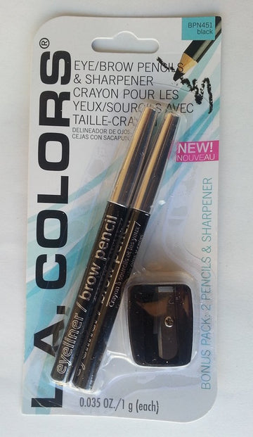 LA Colors Eyeliner/Brow Pencil with sharpener, BPN451 Black, 0.035