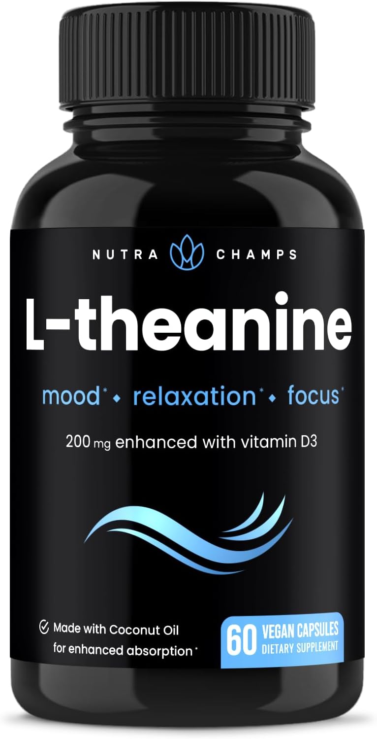 NutraChamps L-Theanine 200mg Capsules | Double-Strength L-Theanine Liq