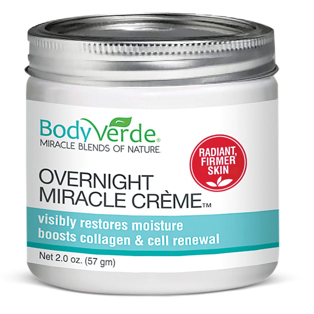 Collections Etc BodyVerde Overnight Miracle Creme, Moisturizing Collagen Cream for Radiant Firmer Skin, 2