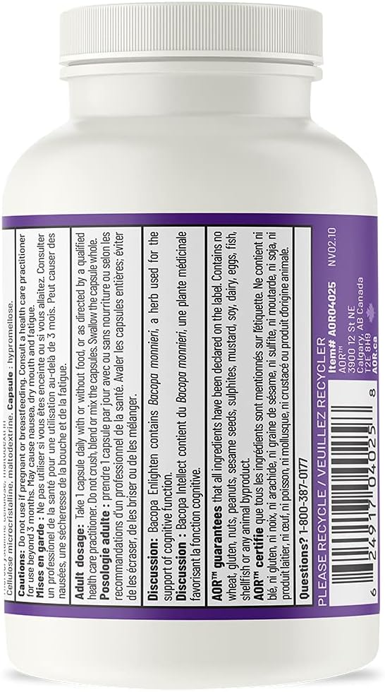 AOR, Bacopa Enlighten, Ayurvedic Bacopa Monnieri Supplement for Cognit