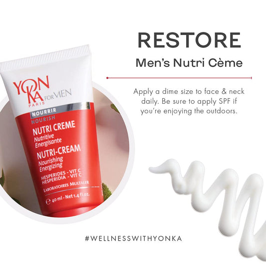 Yon-Ka Mens Nutri-Creme (40) Hydrating Face Moisturizer, Fast Absorbing Gel Creme for All Skin Types, Olive Oil and Vitamins Nourish Dry Skin
