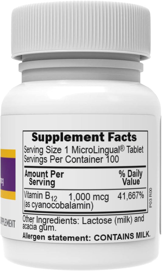 Superior Source No Shot Vitamin B12 Cyanocobalamin 1000 mcg, Quick Dissolve Sublingual Tablets, 100 Count, B12 Supplemen