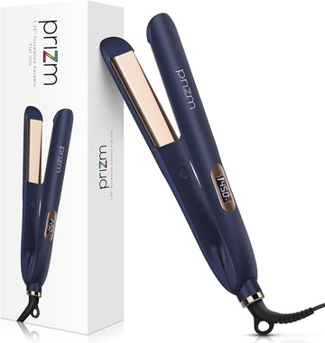 at Iron Hair Straightener, Prizm Hair Straightener and Curler 2 in 1, 1.25'' inch Straightener at Iron with 4 Temp, Dual Voltage, LCD Temp Display, Nano Titanium at Iron for Fast Heating