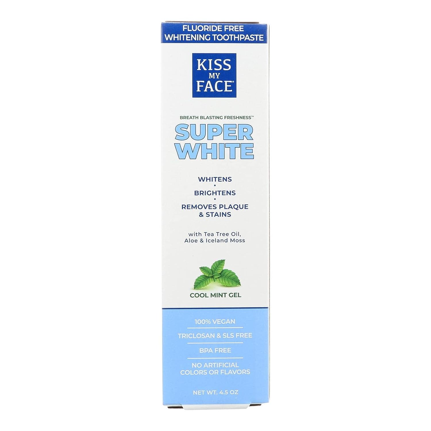Kiss My Face Toothpaste Whitening Cool Mint 4.5  (ouride-Free) (133) (6 Pack)