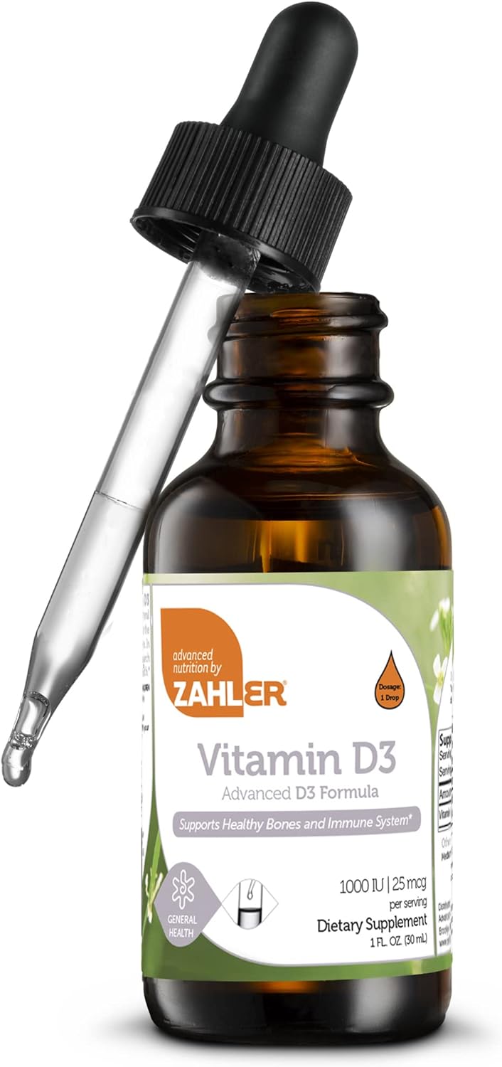 Zahler Liquid Vitamin D, Vitamin D3 Liquid 1000IU, Vitamin D Drops, Ko