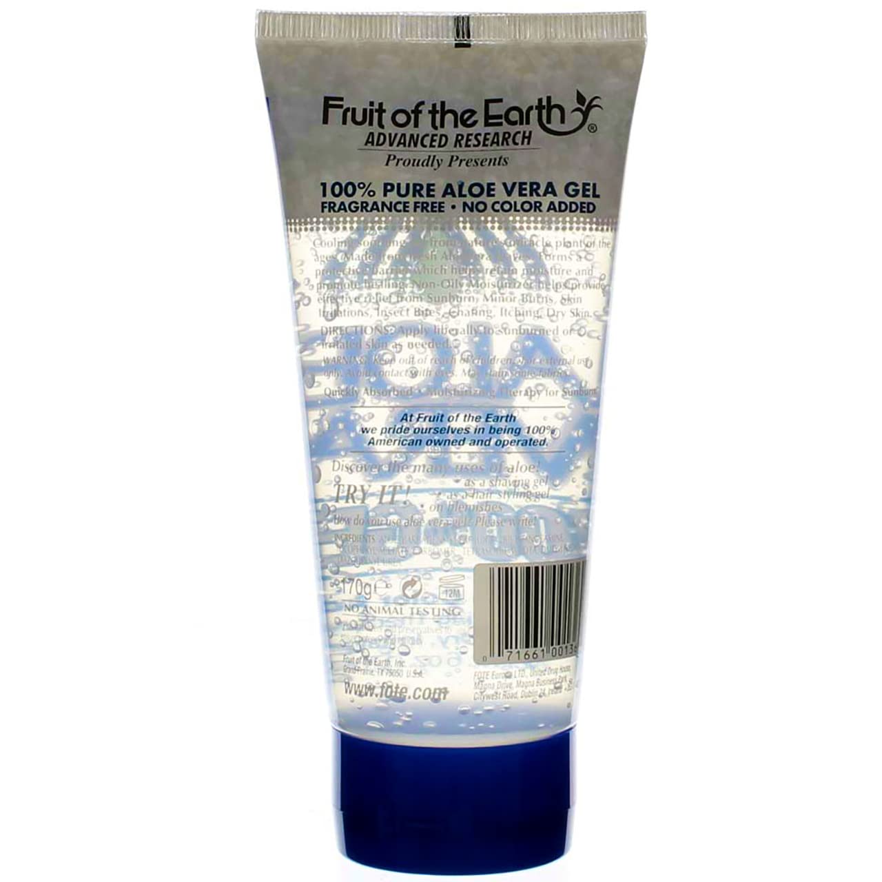 Fruit of the Earth Aloe Vera 100% Gel, 6 Ounce, Pack of 5