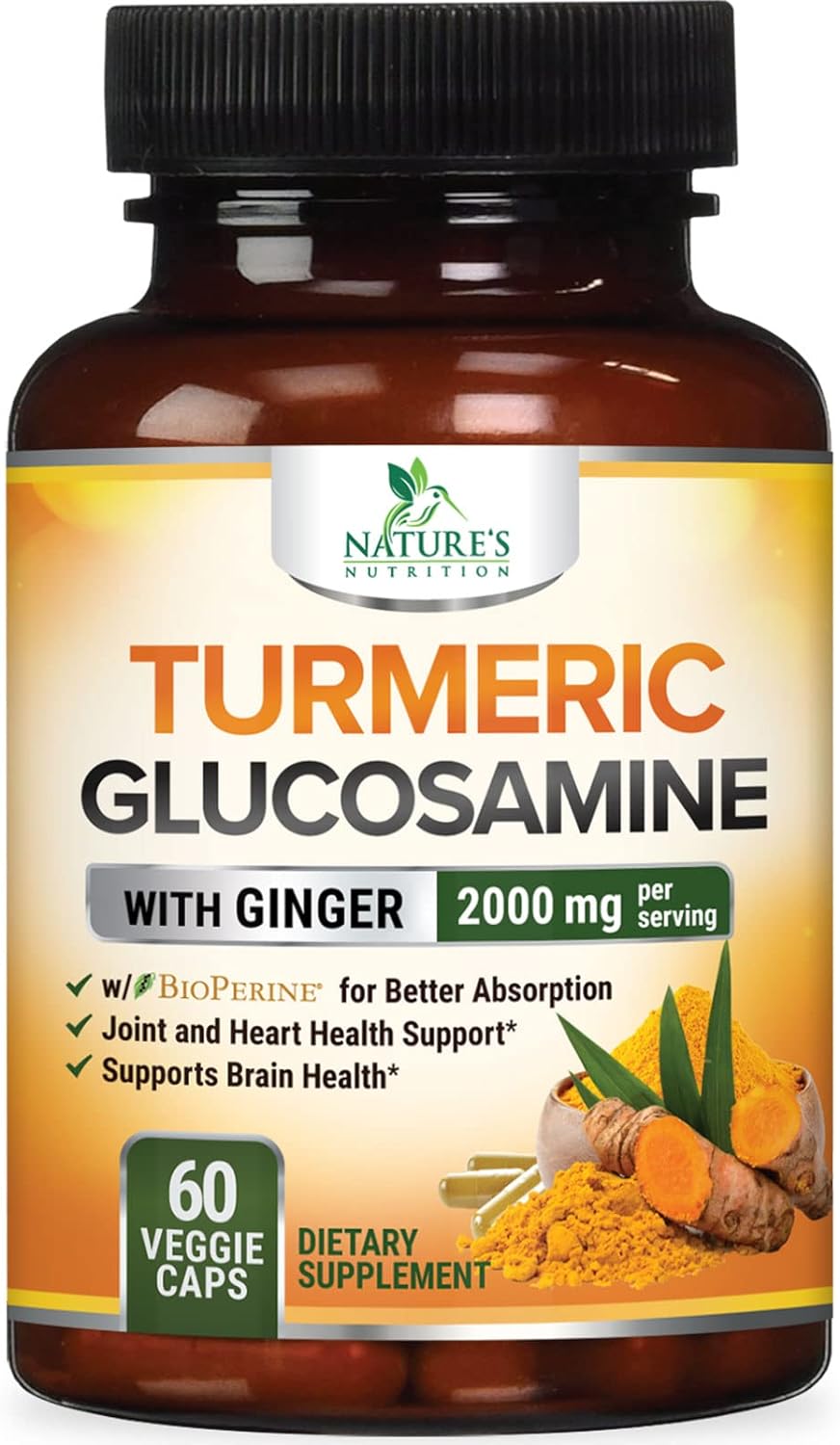 Turmeric Curcumin with BioPerine, Ginger & Glucosamine 95% CurcumJoint