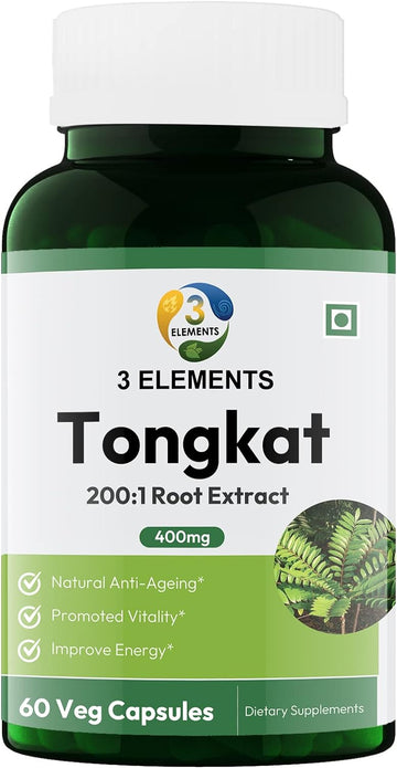 3elements Tongkat Ali Longjack 400mg I 60 Capsules Pack I Improves Energy I Boost Stamina I Men's Health Support