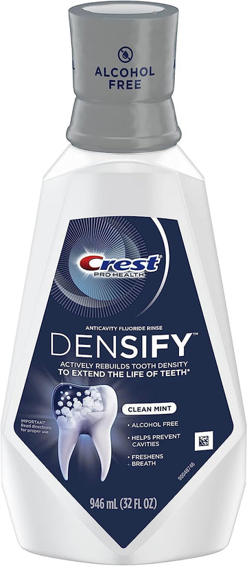 Crest Pro Health Densify uoride Mouthwash, Alcohol Free, Cavity Prevention, Strengthens Tooth Enamel, Clean Mint, 946 (32  )