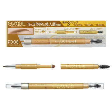 EXCEL Powder & Pencil Eyebrow PD08 Honey Brown