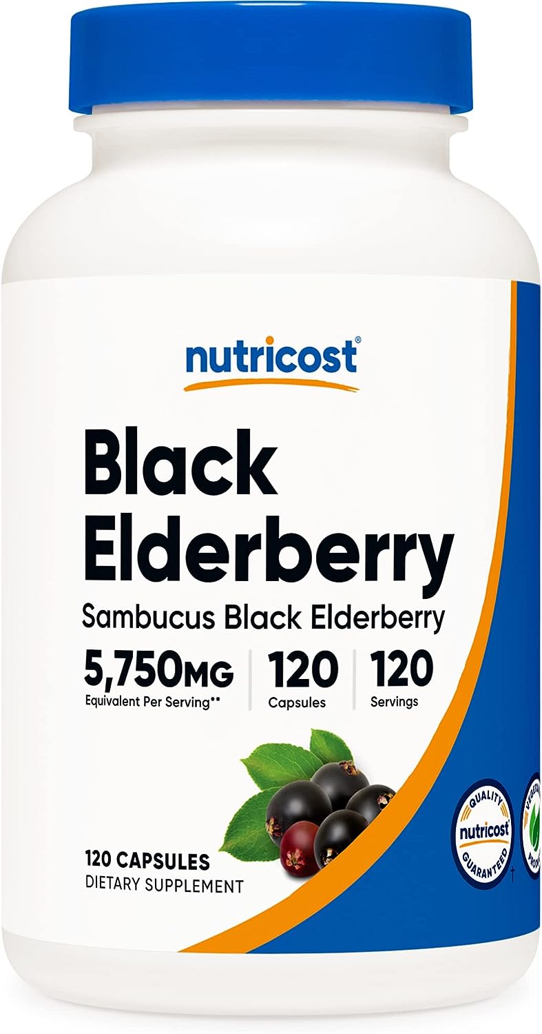 Nutricost Elderberry Capsules 575mg (120 Capsules) - Vegetarian Capsules, Gluten Free and Non-GMO Black Elderberry Supplement