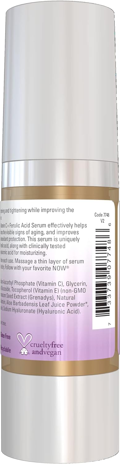 NOW Solutions, Vitamin C Serum Plus Ferulic Acid, Skin Brightening and Tightening, Highly Concentrated, 1-