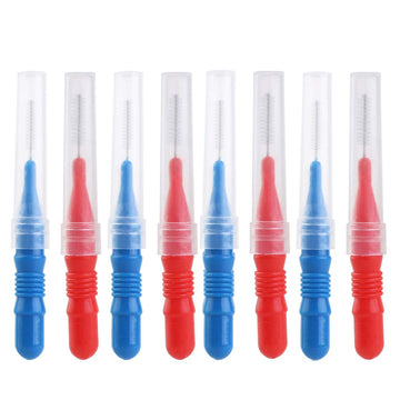 UEETEK 25pcs 2.5mm Blue and 25pcs 3.0mm Red Dental Orthodontic Oral Care Interdental Toothpick Between Teeth Brush Kit