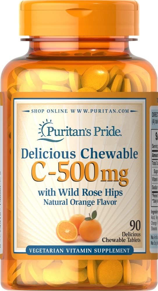 Puritan's Pride Chewable Vitamin C-500 Mg with Rose Hips Chewables, 90