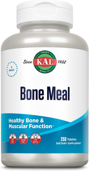 KAL Bone Meal Tablets, Calcium Supplement w/Magnesium, Vitamin D3 and