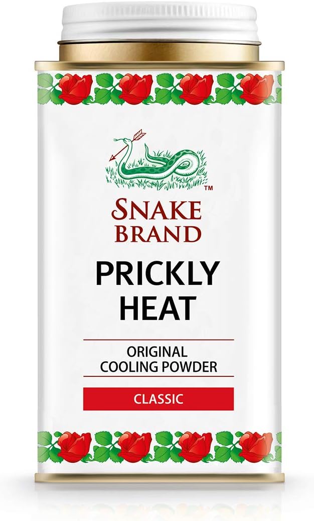Snake Brand Prickly Heat Cooling Anti Itch Powder Relieve Miliaria Heat Rash, Anti Chafing, Classic Original Scent, 4.9  (140 gr) - Daily Use Antiperspirant