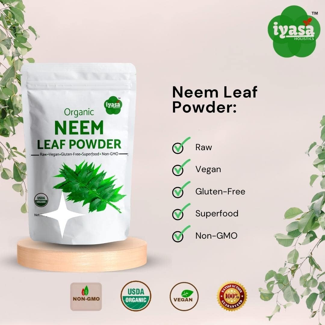 Iyasa Holistics Organic Neem Powder Ayurveda herb and superfood, Suppo