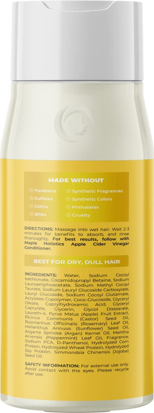 Vegan Apple Cider Vinegar Shampoo - Clarifying Shampoo for Build Up with Argan Oil Keratin Jojoba Oil and Rosemary Essential Oil for Hair - Sulfate Free Shampoo for Dry Hair and Dry Scalp Treatment